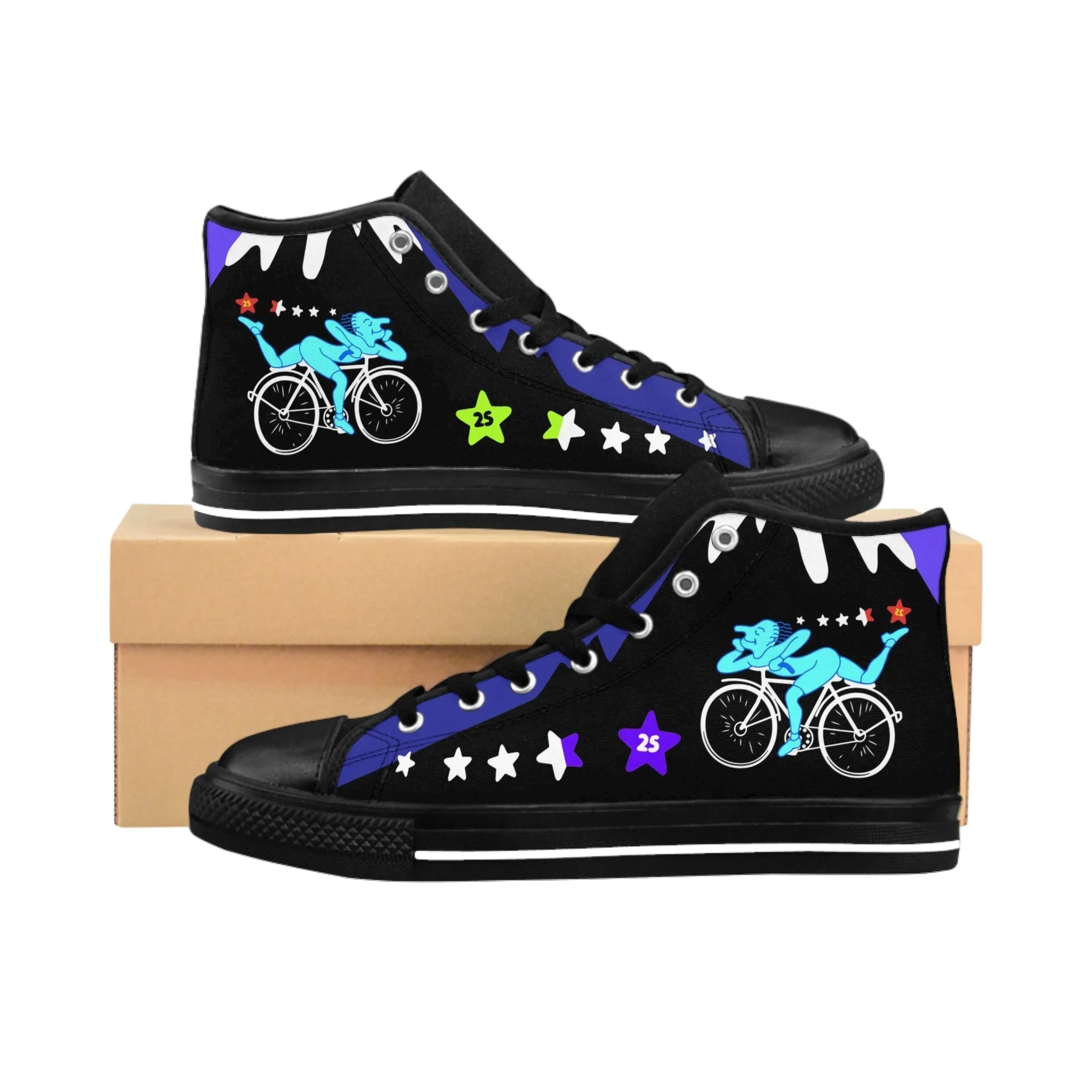 Albert Hofmann High Top Canvas Sneakers Night Bike Ride