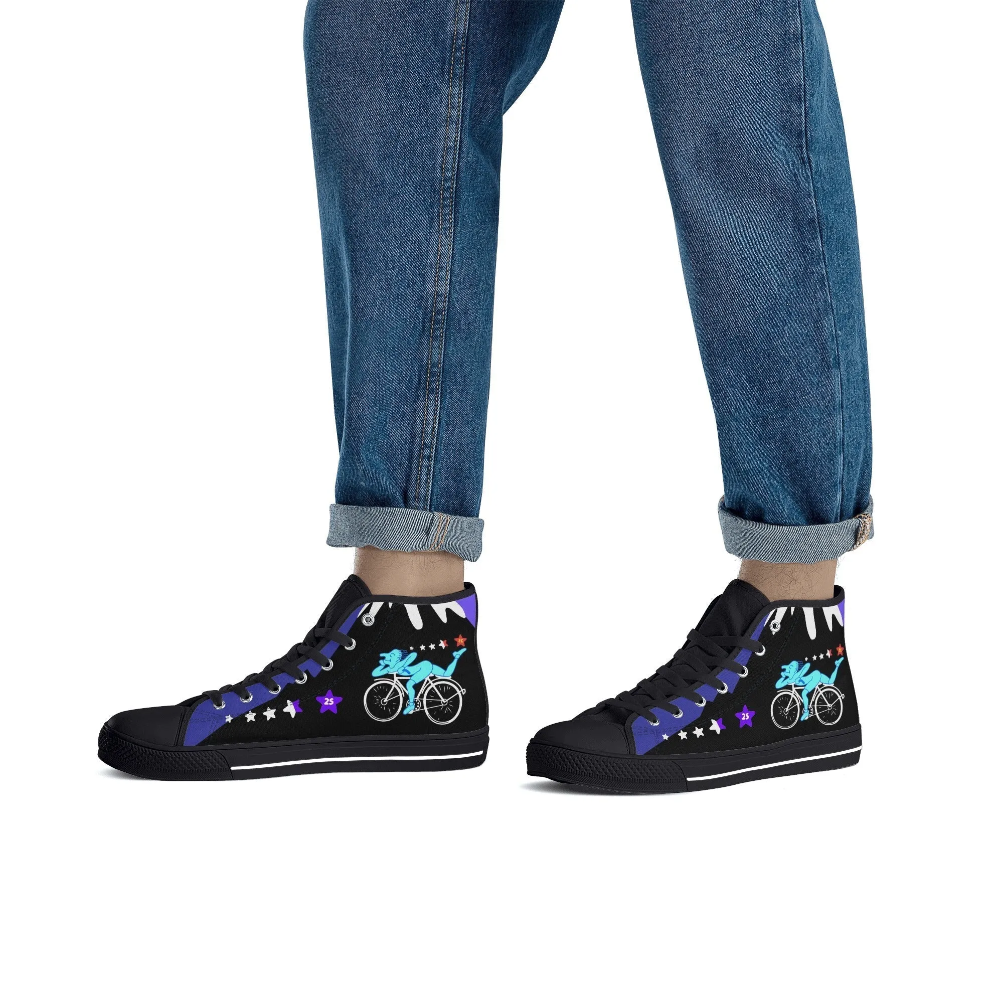 Albert Hofmann High Top Canvas Sneakers Night Bike Ride