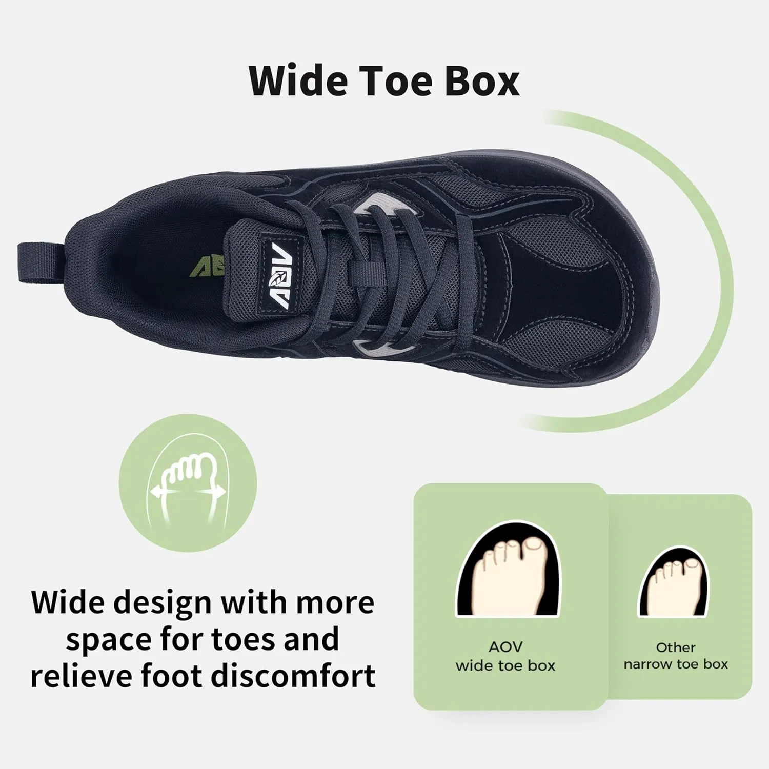 AOV Wide Toe Box Shoes Women Arch Support Walking Shoes for Plantar Fasciitis Orthotic Tennis Sneakers