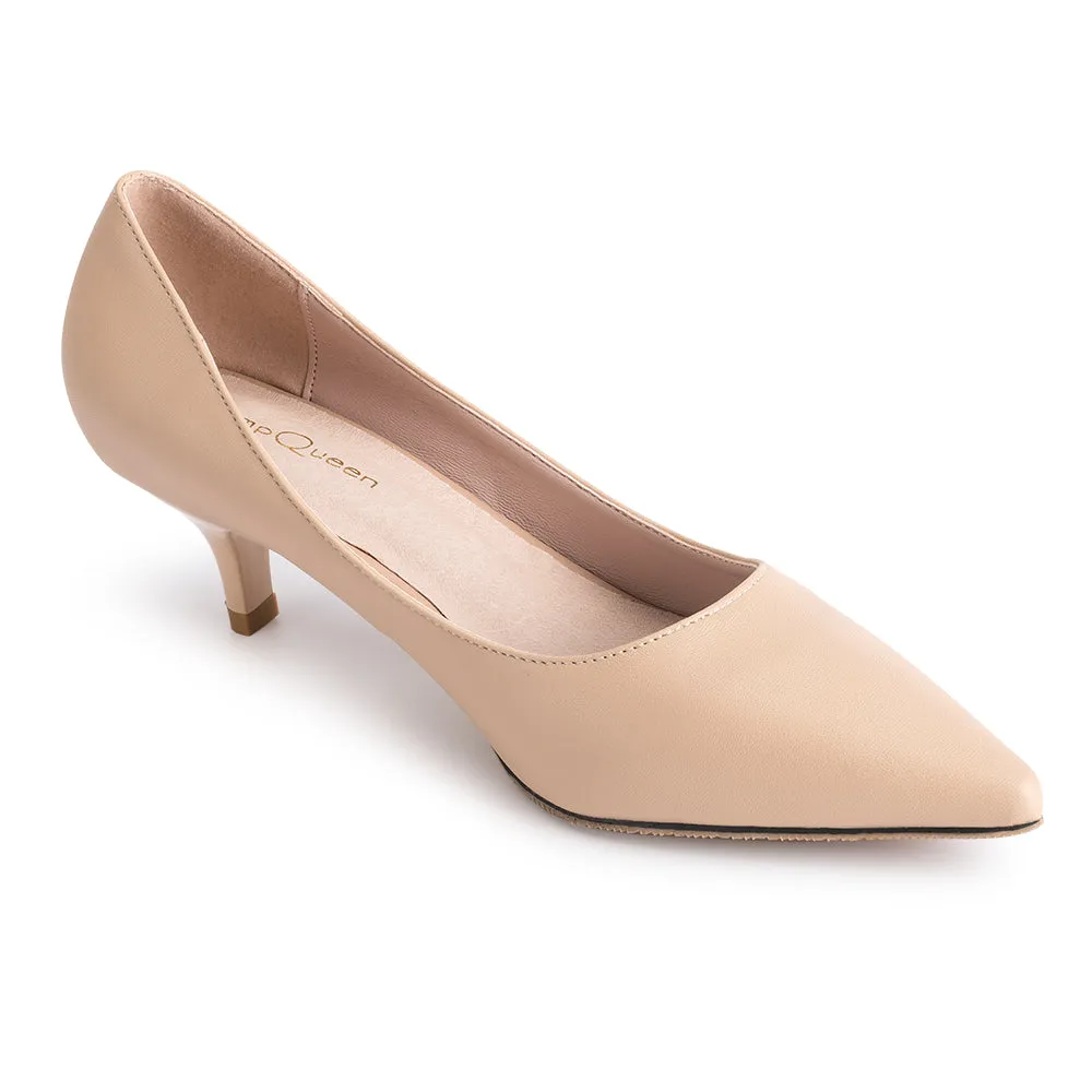 Basic Black Heels Women Pumps 2018 New Office Shoes for Woman Real Leather Insole Low Heel Blue Red Nude Color Size 41