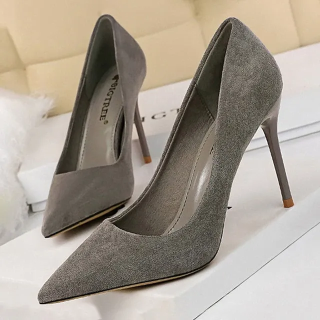 BIGTREE Shoes 2020 New Women Pumps Suede High Heels Shoes Fashion Office Shoes Stiletto Party Shoes Female Comfort Women Heels