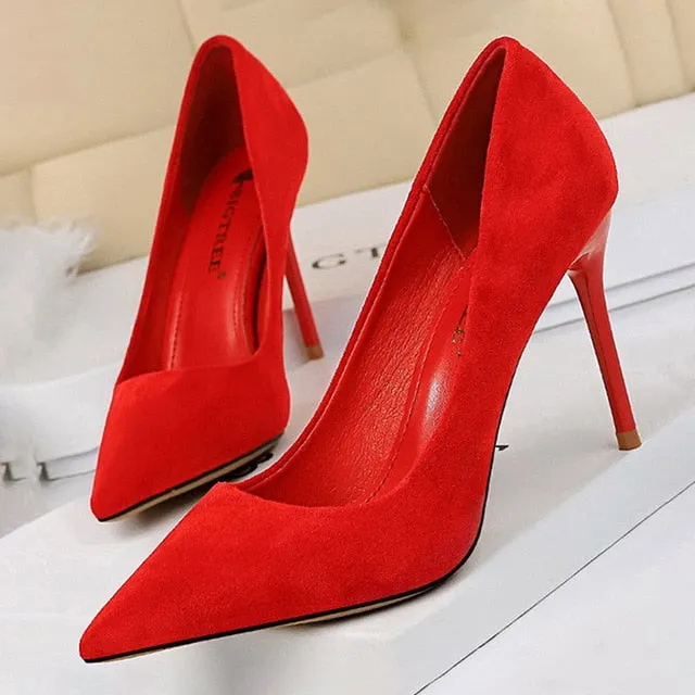BIGTREE Shoes 2020 New Women Pumps Suede High Heels Shoes Fashion Office Shoes Stiletto Party Shoes Female Comfort Women Heels