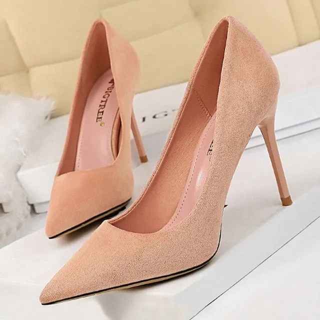 BIGTREE Shoes 2020 New Women Pumps Suede High Heels Shoes Fashion Office Shoes Stiletto Party Shoes Female Comfort Women Heels