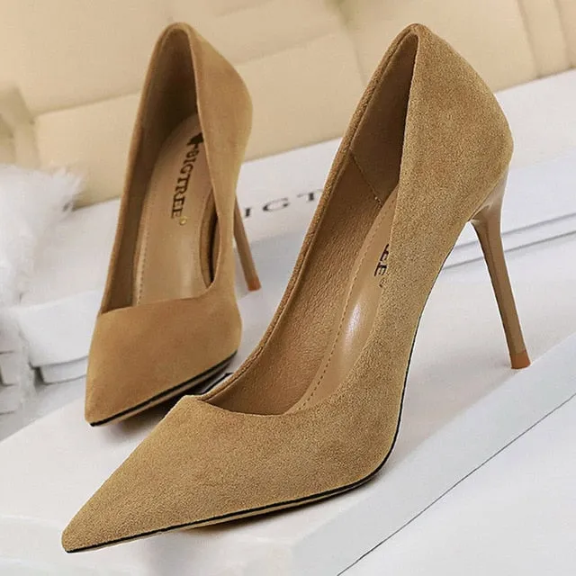 BIGTREE Shoes 2020 New Women Pumps Suede High Heels Shoes Fashion Office Shoes Stiletto Party Shoes Female Comfort Women Heels