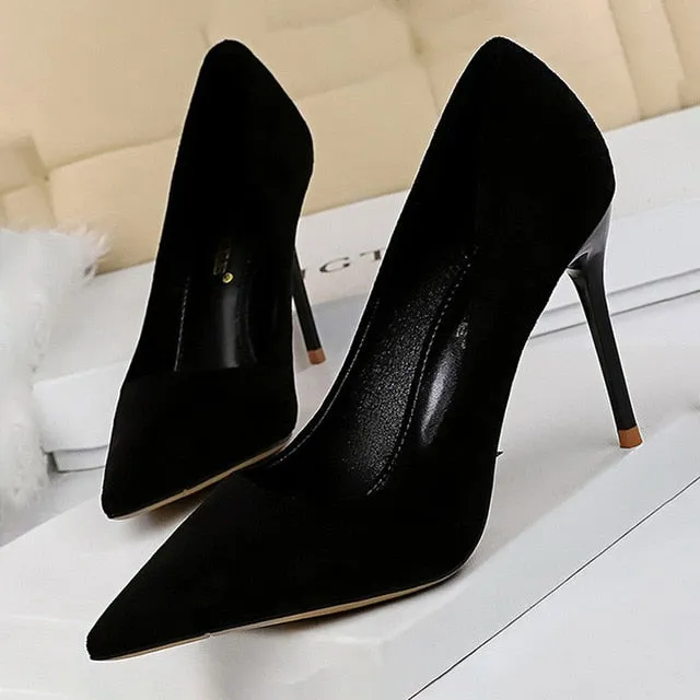 BIGTREE Shoes 2020 New Women Pumps Suede High Heels Shoes Fashion Office Shoes Stiletto Party Shoes Female Comfort Women Heels