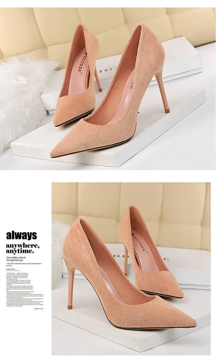BIGTREE Shoes Suede Woman Pumps New High Heels For Women Office Shoes Fashion Stiletto Heels Women Basic Pump Plus Size 42 43