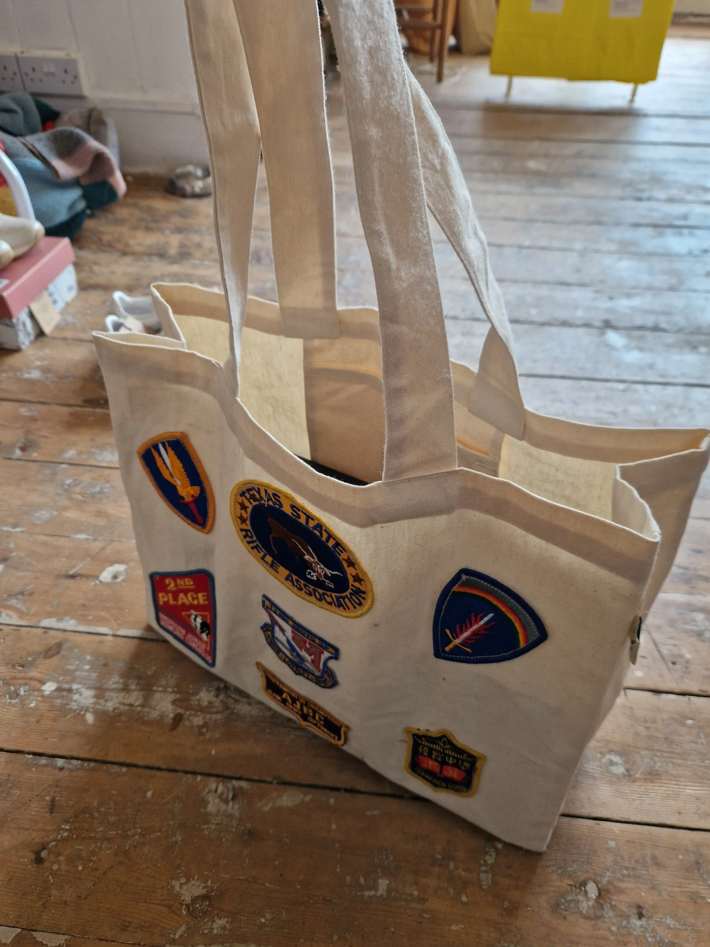 Canvas Tote with American Patches