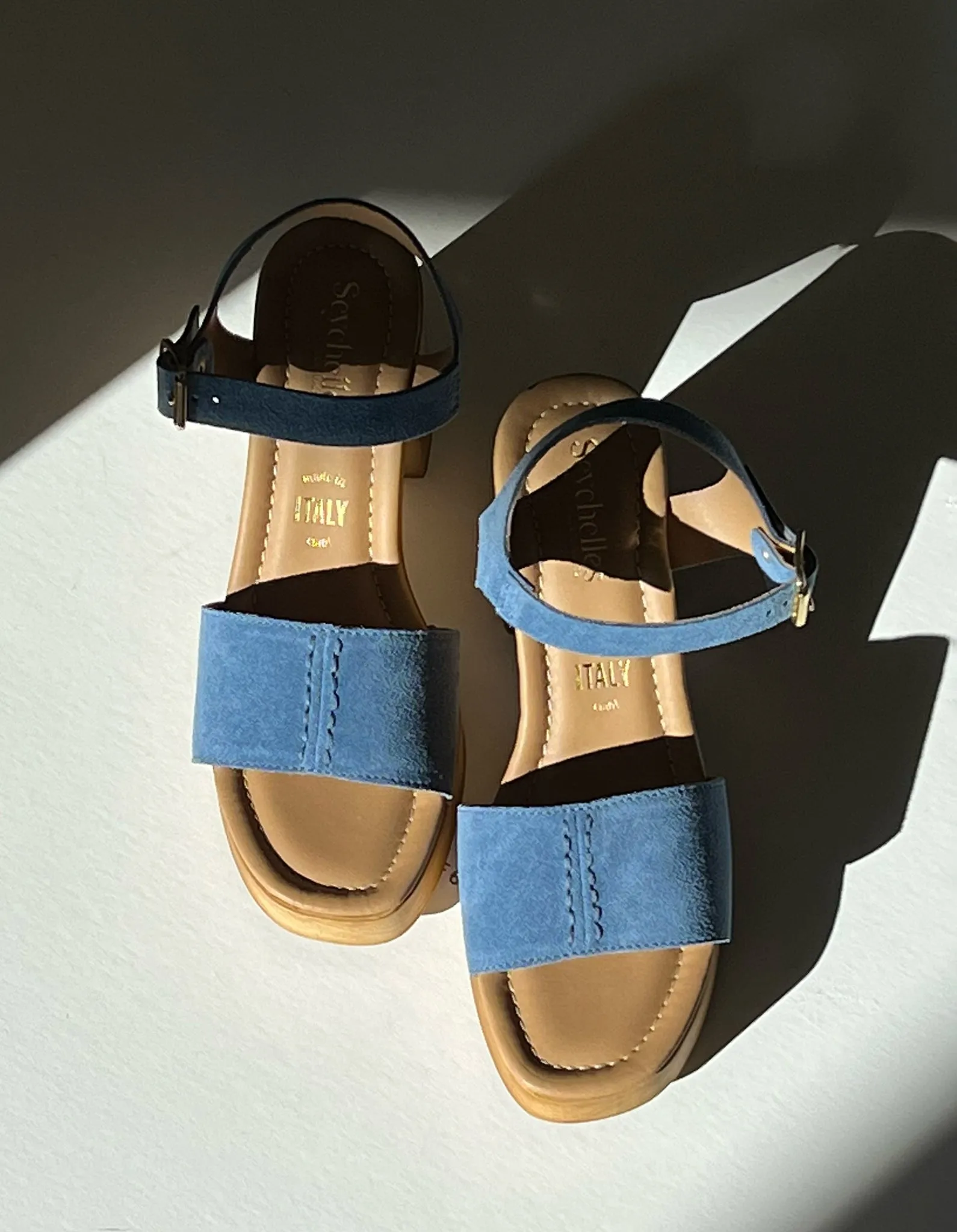 Cityscape Blue Platform Leather Sandal
