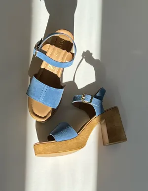 Cityscape Blue Platform Leather Sandal