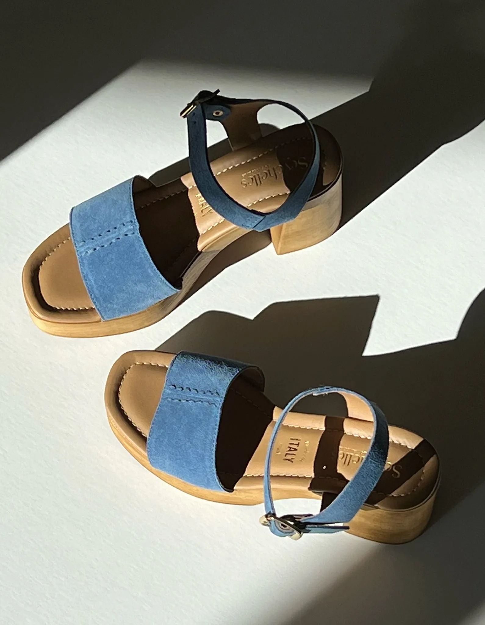 Cityscape Blue Platform Leather Sandal