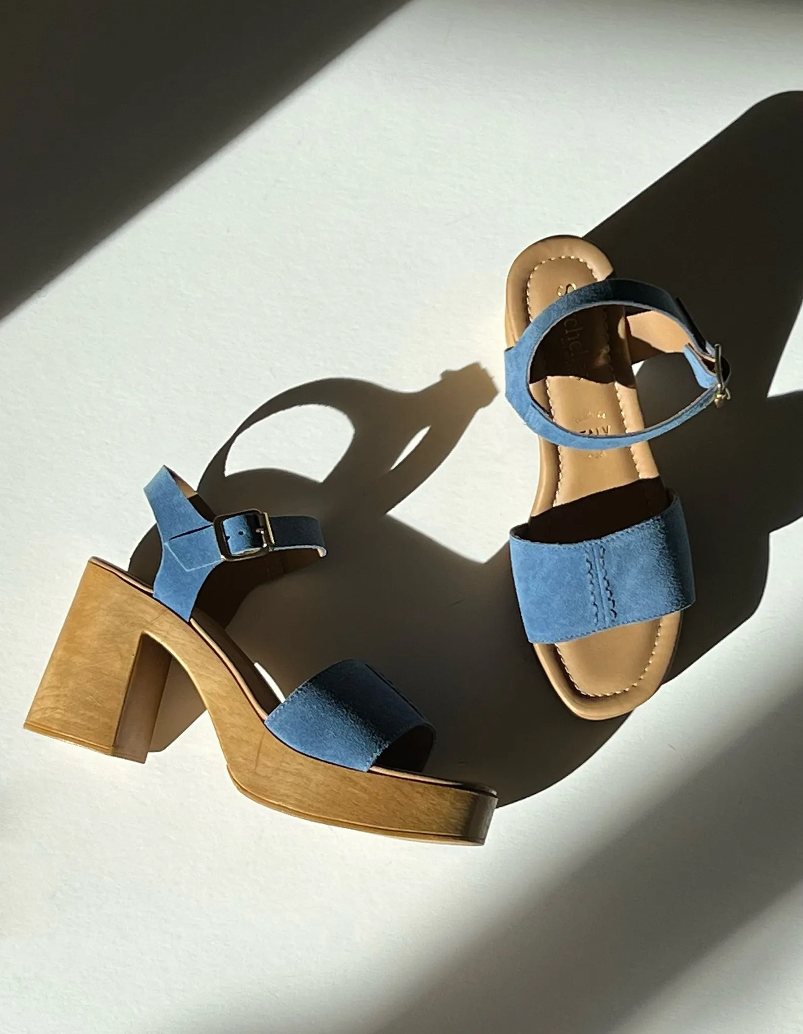 Cityscape Blue Platform Leather Sandal