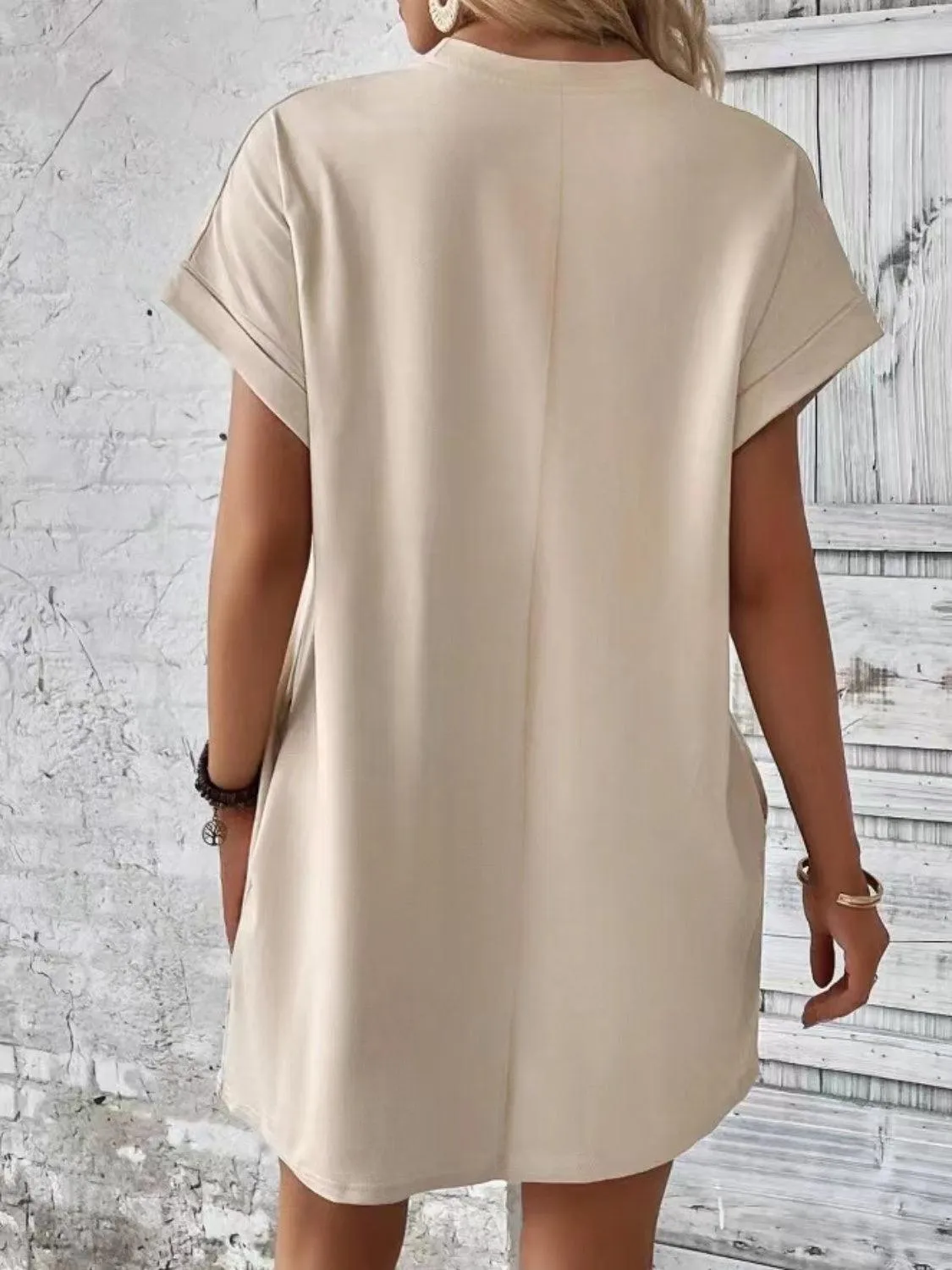 Comfy Free Crew Neck Short Sleeve T Shirt Dress