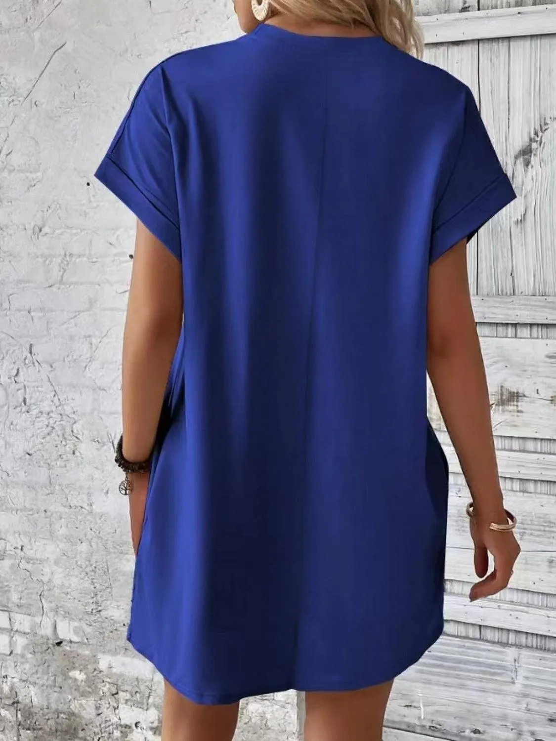 Comfy Free Crew Neck Short Sleeve T Shirt Dress