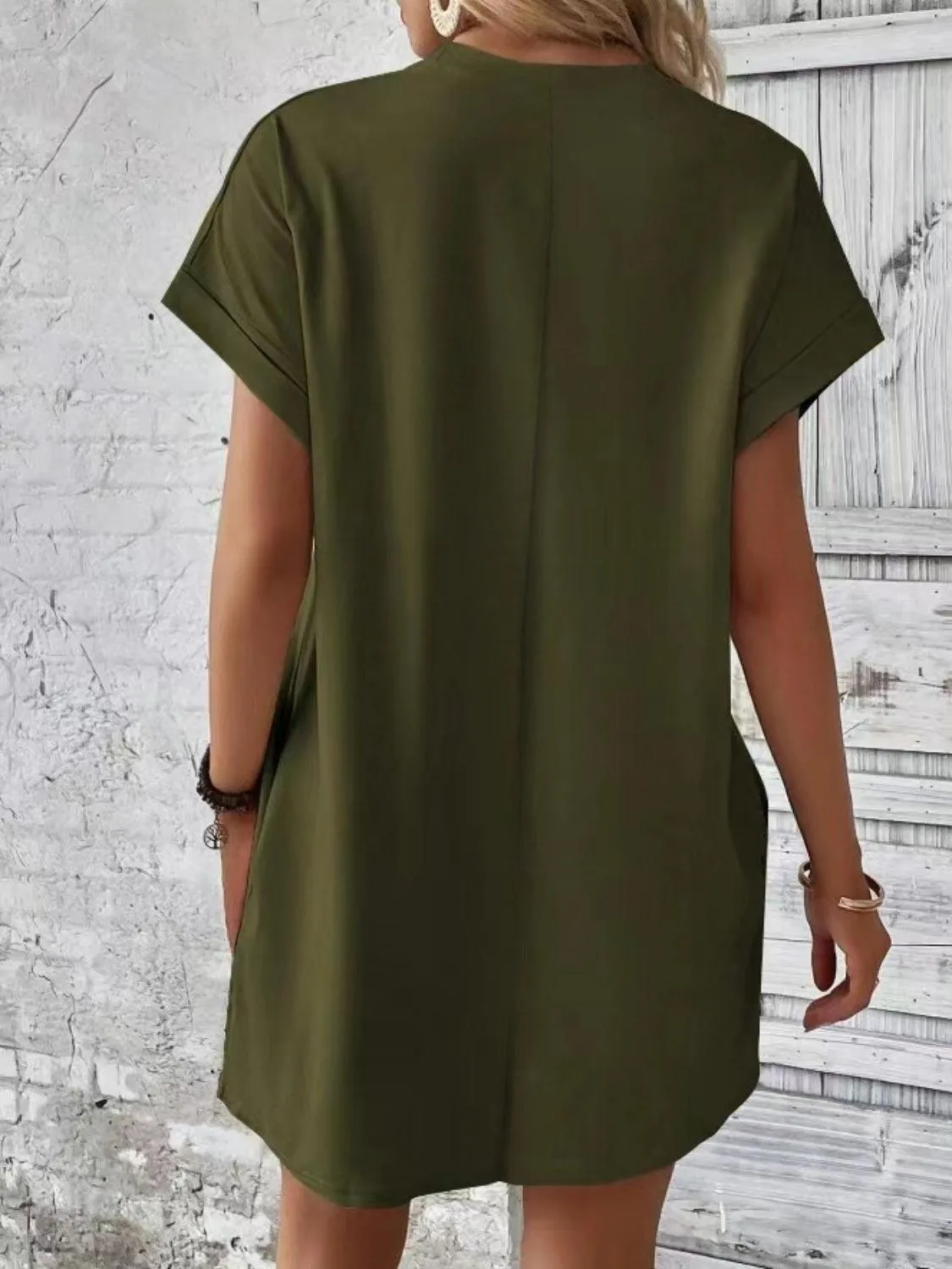 Comfy Free Crew Neck Short Sleeve T Shirt Dress