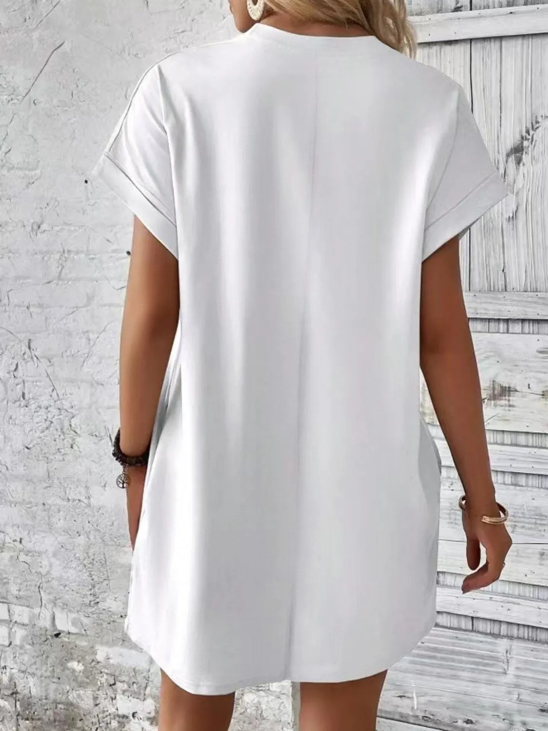Comfy Free Crew Neck Short Sleeve T Shirt Dress