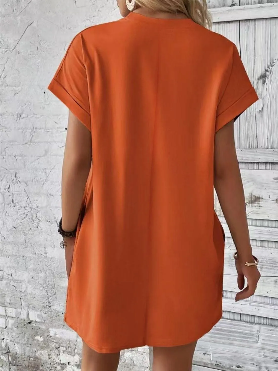 Comfy Free Crew Neck Short Sleeve T Shirt Dress