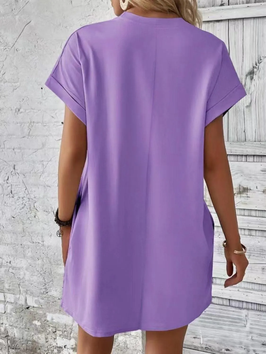 Comfy Free Crew Neck Short Sleeve T Shirt Dress