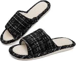 Couples Fashion Open Toe Cloth Mute Slippers Men's and Women's Linen Home Shoes Women Bed Slippers Size 11