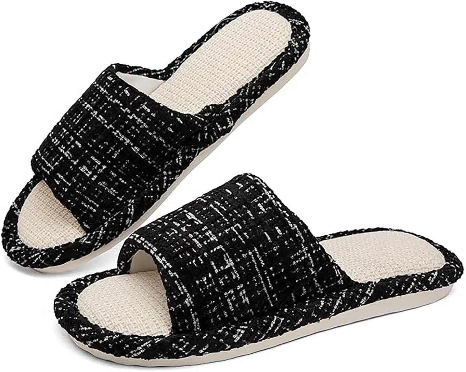 Couples Fashion Open Toe Cloth Mute Slippers Men's and Women's Linen Home Shoes Women Bed Slippers Size 11