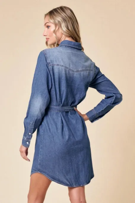 Denim Shirt Dress w/ Belt