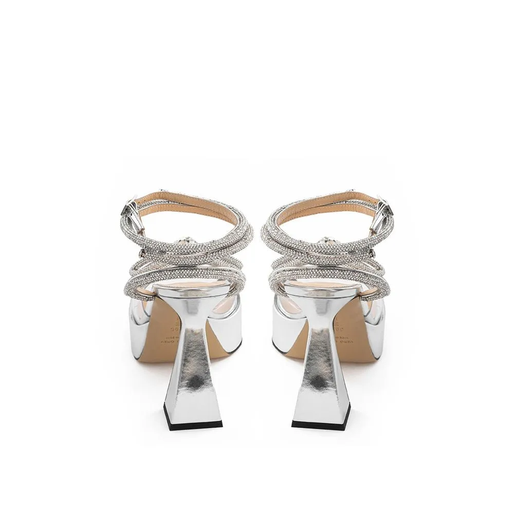 Elegant Silver Leather Platforms