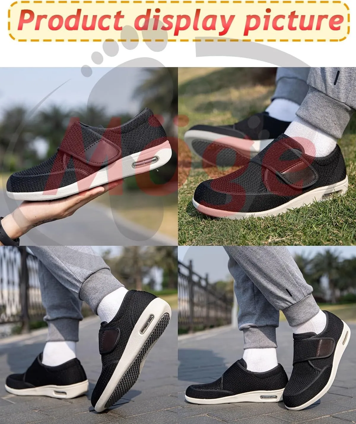 Extra Wide Edema Swollen Slippers for Men - Slip-On Memory Foam Casual Walking Shoes for Diabetic Feet and Swollen Feet Relief