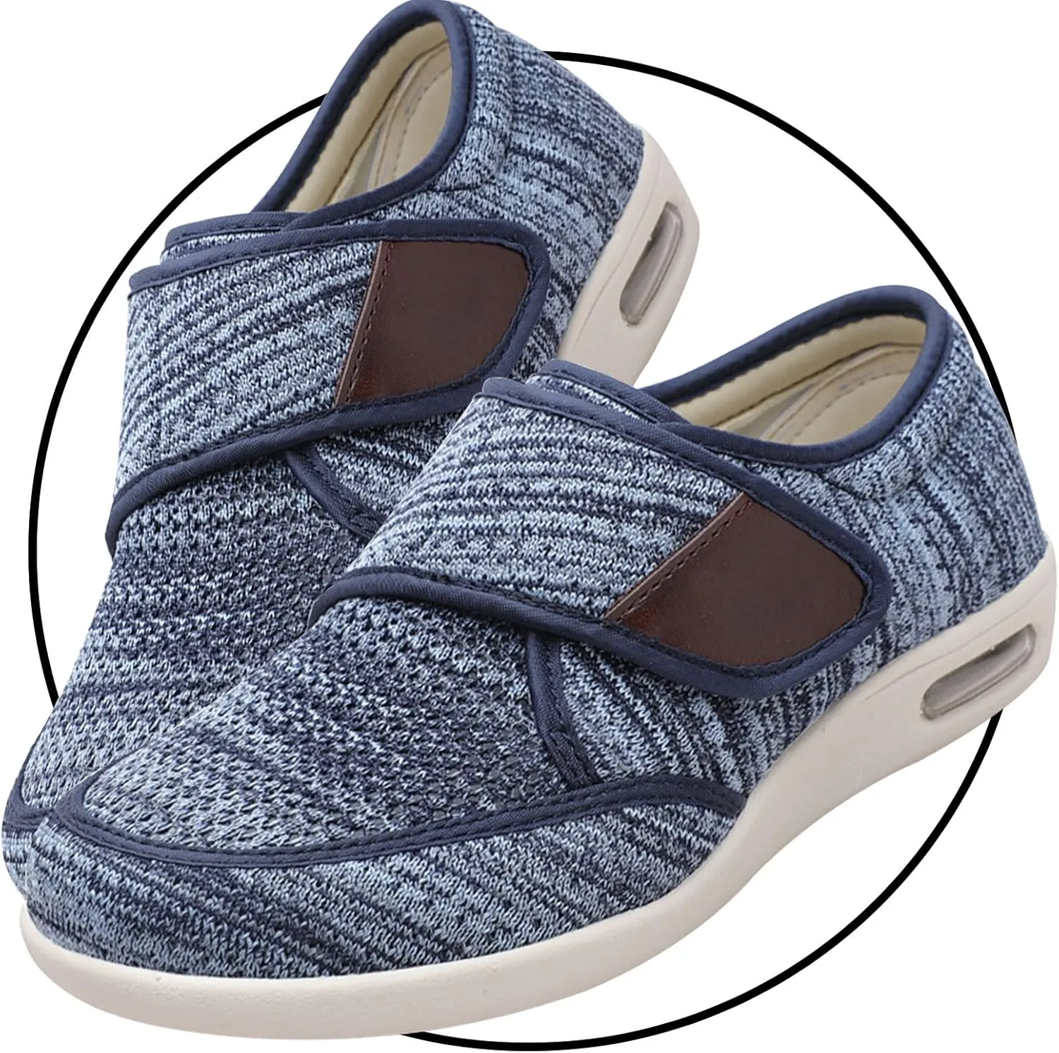 Extra Wide Edema Swollen Slippers for Men - Slip-On Memory Foam Casual Walking Shoes for Diabetic Feet and Swollen Feet Relief