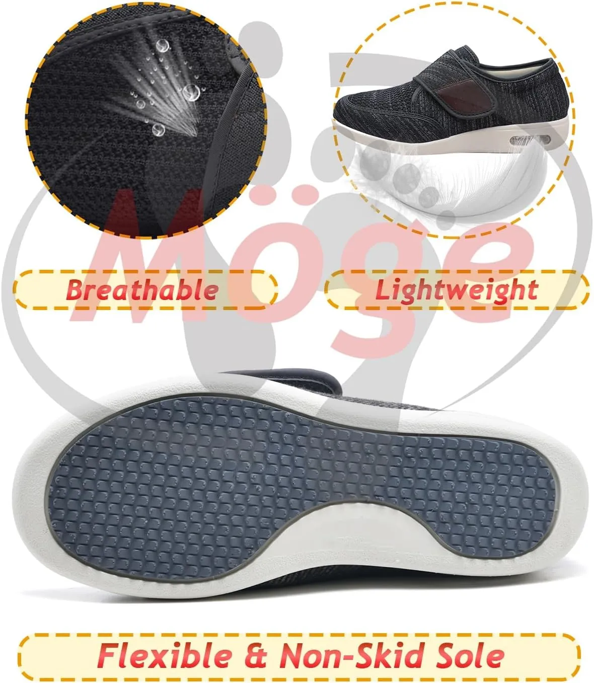 Extra Wide Edema Swollen Slippers for Men - Slip-On Memory Foam Casual Walking Shoes for Diabetic Feet and Swollen Feet Relief