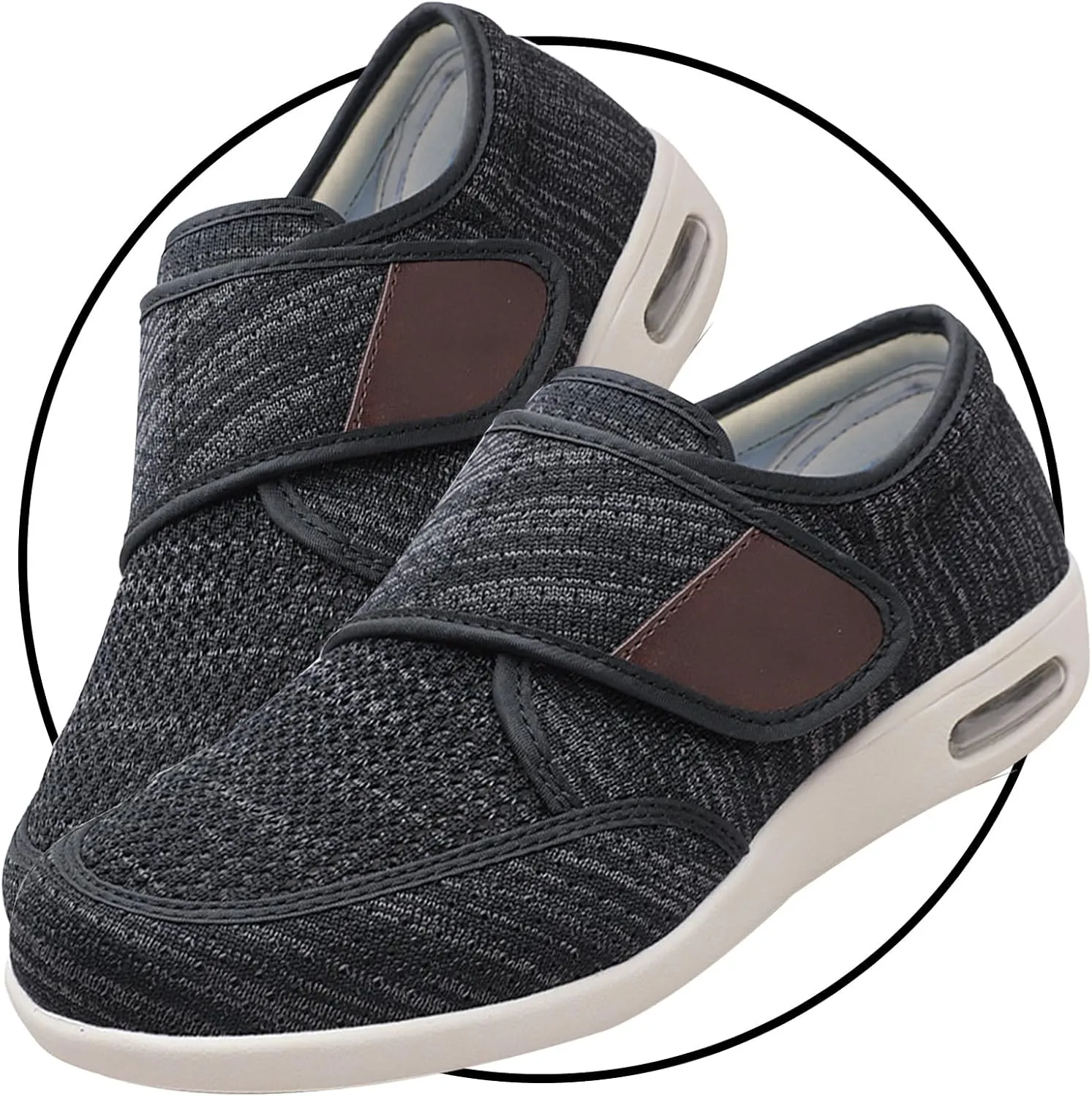 Extra Wide Edema Swollen Slippers for Men - Slip-On Memory Foam Casual Walking Shoes for Diabetic Feet and Swollen Feet Relief
