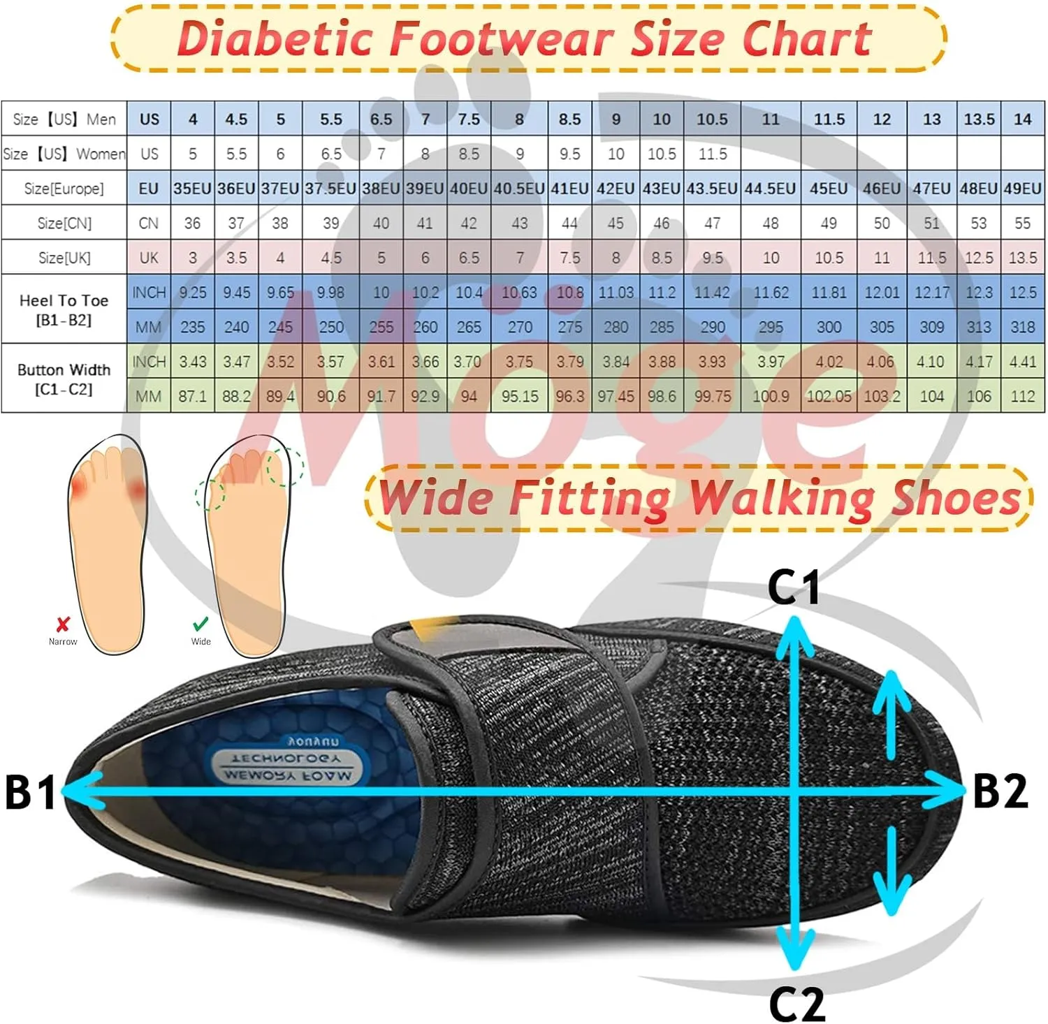 Extra Wide Edema Swollen Slippers for Men - Slip-On Memory Foam Casual Walking Shoes for Diabetic Feet and Swollen Feet Relief