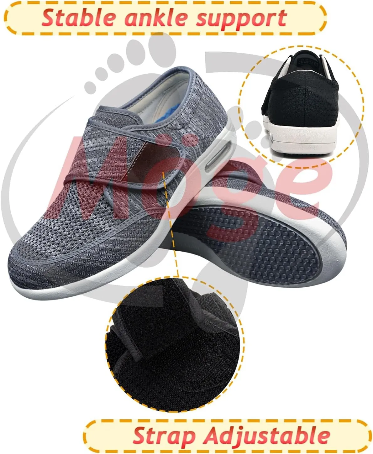 Extra Wide Edema Swollen Slippers for Men - Slip-On Memory Foam Casual Walking Shoes for Diabetic Feet and Swollen Feet Relief