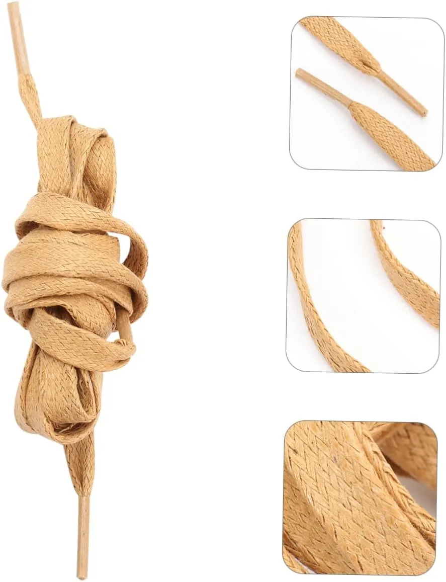 GALPADA 1 Pair Flat Waxed Shoelaces Casual Shoe Tie Cotton Shoelace Sneakers Shoelace Flat Shoelaces