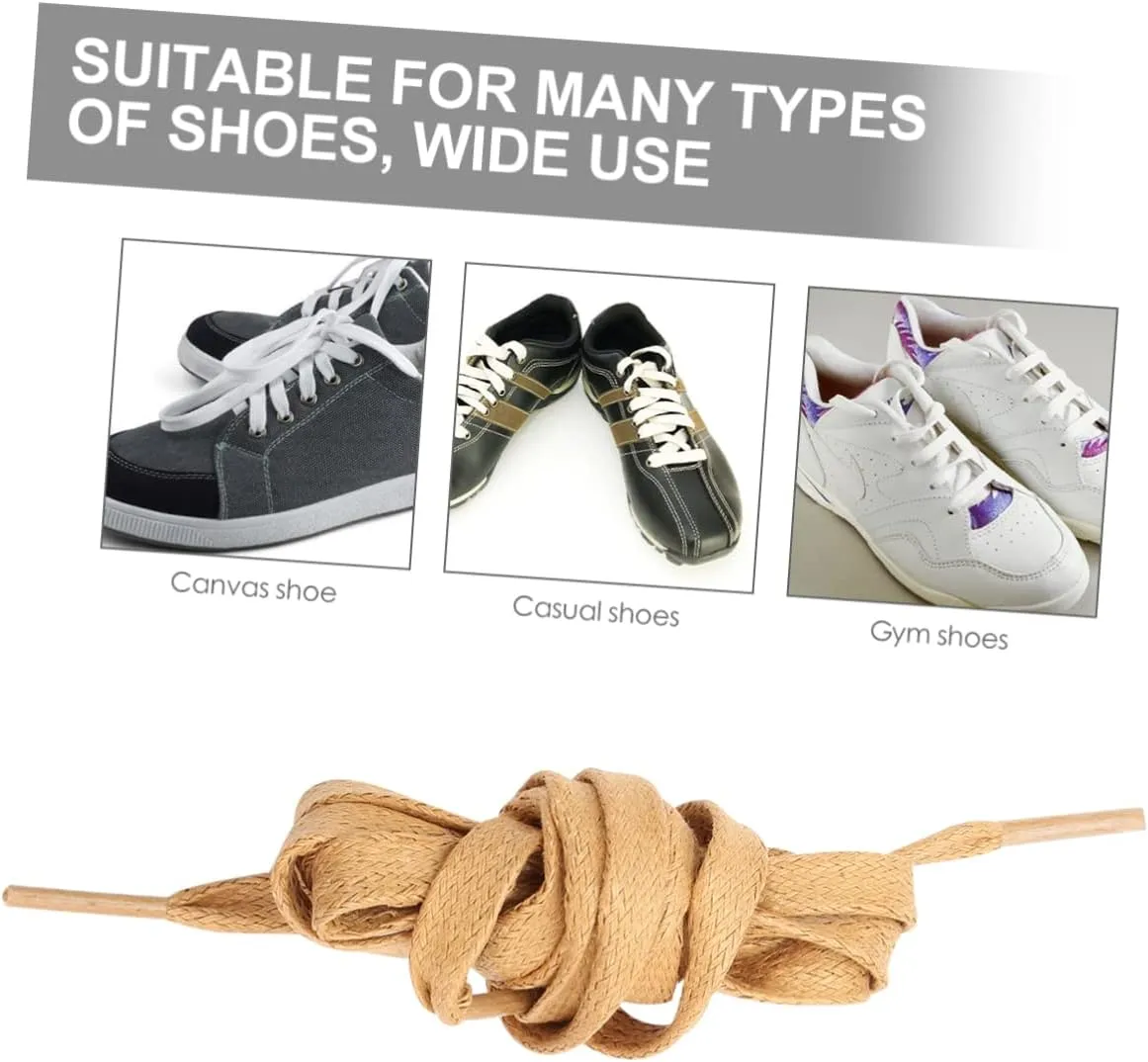 GALPADA 1 Pair Flat Waxed Shoelaces Casual Shoe Tie Cotton Shoelace Sneakers Shoelace Flat Shoelaces