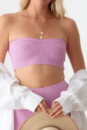 Heart Neckline Crop Tube Top & Shorts Knit Set