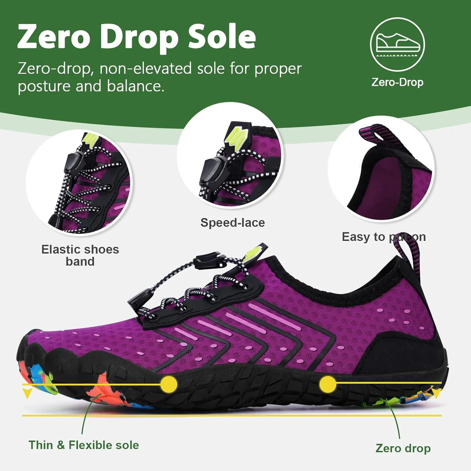 Hike Barefoot Water Shoes Women Men Footwear Wide Toe Quick-Dry Pro Barefoot Swim Beach Breathable Grounding Shoes Non-Slip Aqua Socks Shoe for Pool Walking Kayaking Hiking Surfing