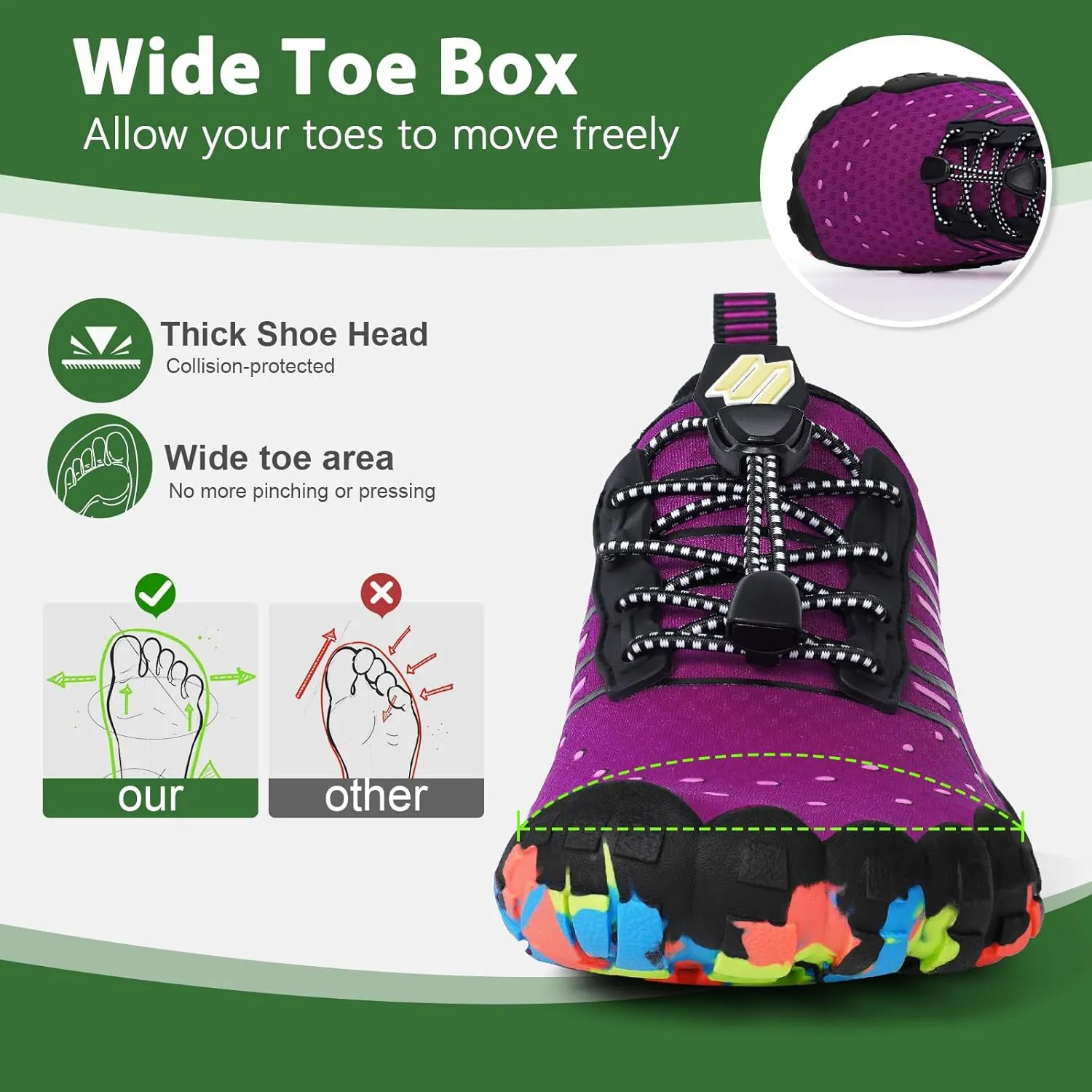 Hike Barefoot Water Shoes Women Men Footwear Wide Toe Quick-Dry Pro Barefoot Swim Beach Breathable Grounding Shoes Non-Slip Aqua Socks Shoe for Pool Walking Kayaking Hiking Surfing