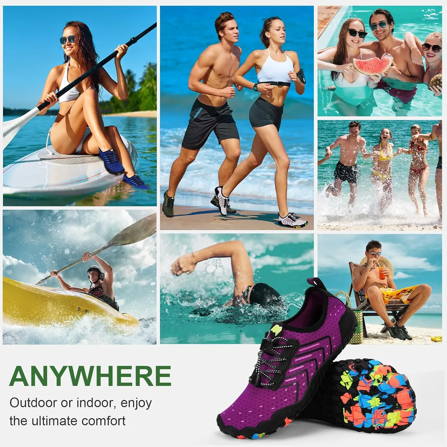 Hike Barefoot Water Shoes Women Men Footwear Wide Toe Quick-Dry Pro Barefoot Swim Beach Breathable Grounding Shoes Non-Slip Aqua Socks Shoe for Pool Walking Kayaking Hiking Surfing