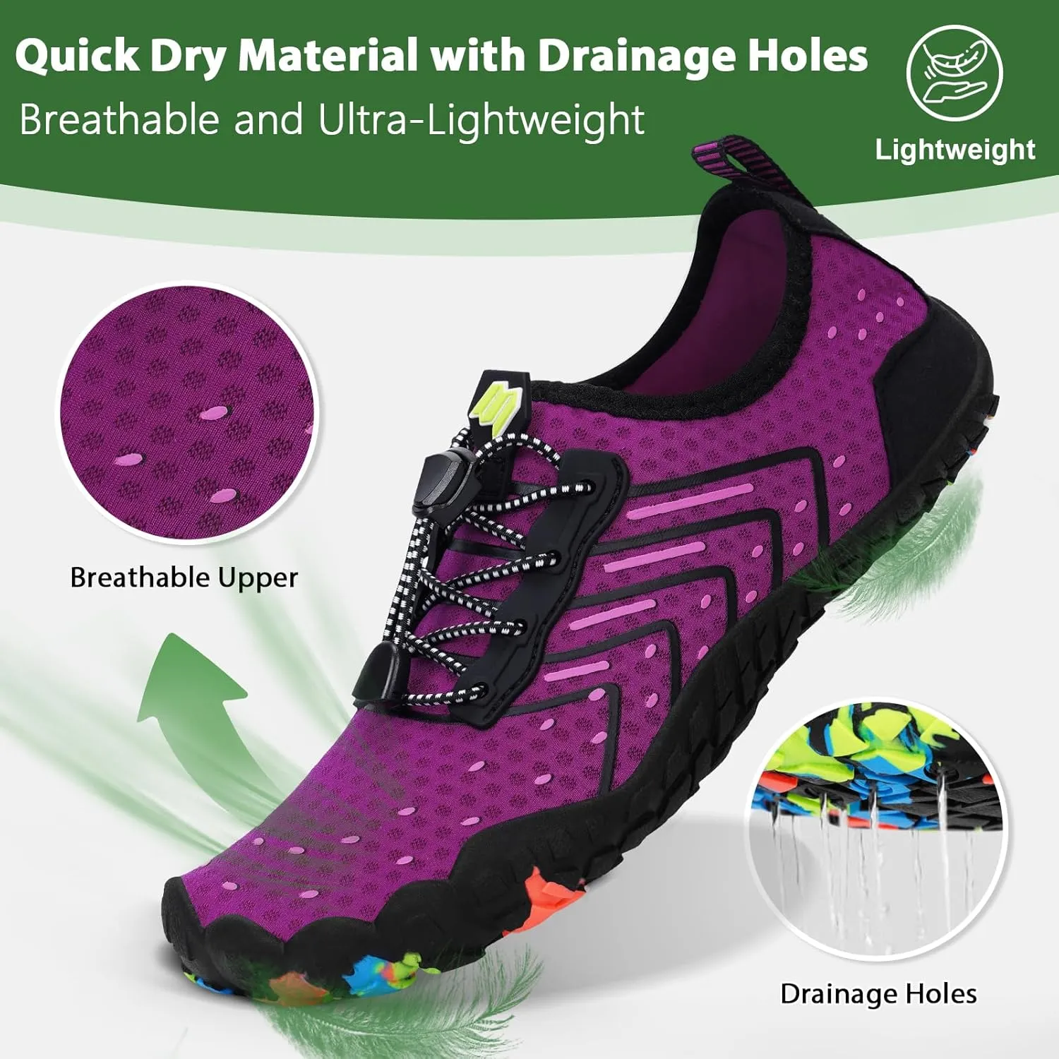Hike Barefoot Water Shoes Women Men Footwear Wide Toe Quick-Dry Pro Barefoot Swim Beach Breathable Grounding Shoes Non-Slip Aqua Socks Shoe for Pool Walking Kayaking Hiking Surfing