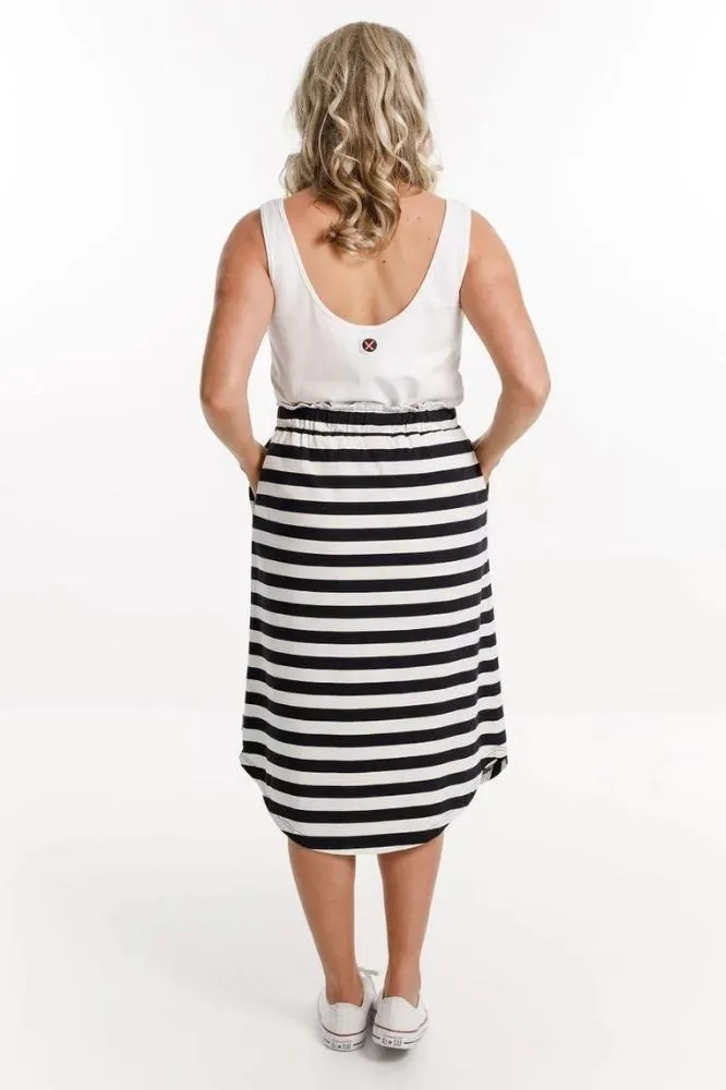 Homelee Midi Skirt Black White Stripes