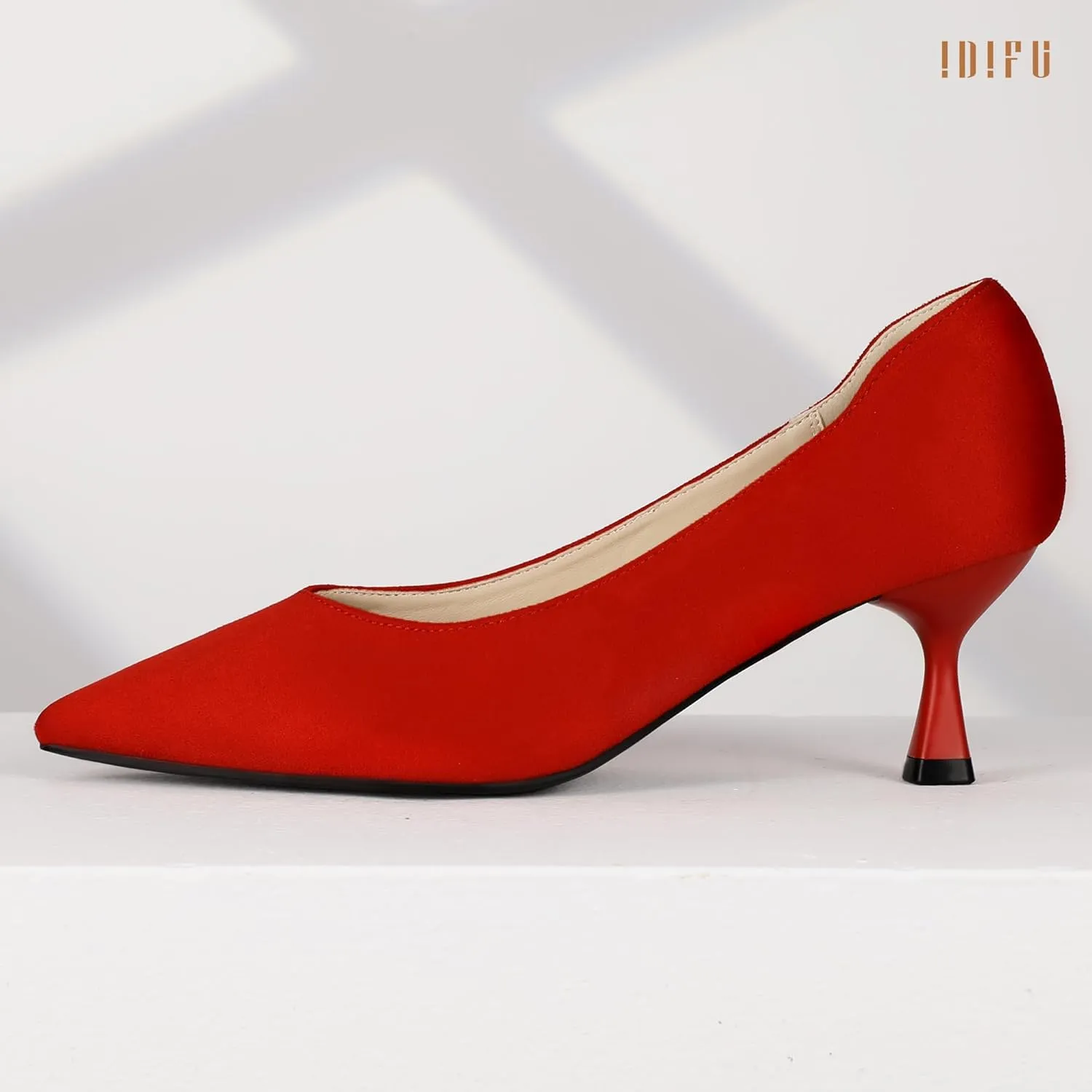 IDIFU IN3 Women's Pumps Kitten Closed Toe Heels Low Pointed Toe Heels Wedding Bridal Office Formal Work Prom Dress Shoes for Women Comfortable Dressy Trendy Cute Pumps Shoes