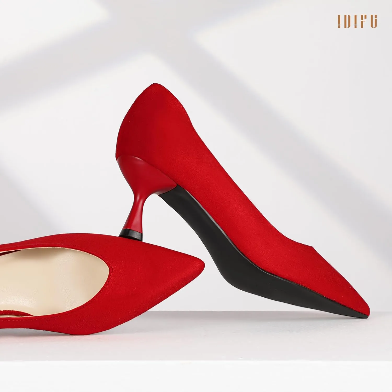 IDIFU IN3 Women's Pumps Kitten Closed Toe Heels Low Pointed Toe Heels Wedding Bridal Office Formal Work Prom Dress Shoes for Women Comfortable Dressy Trendy Cute Pumps Shoes