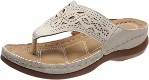 Ladmiple Sandals for Women Casual Summer Orthopedic Sandal with Arch Support Beach Travel Roman Open Toe Flip Flop Shoes