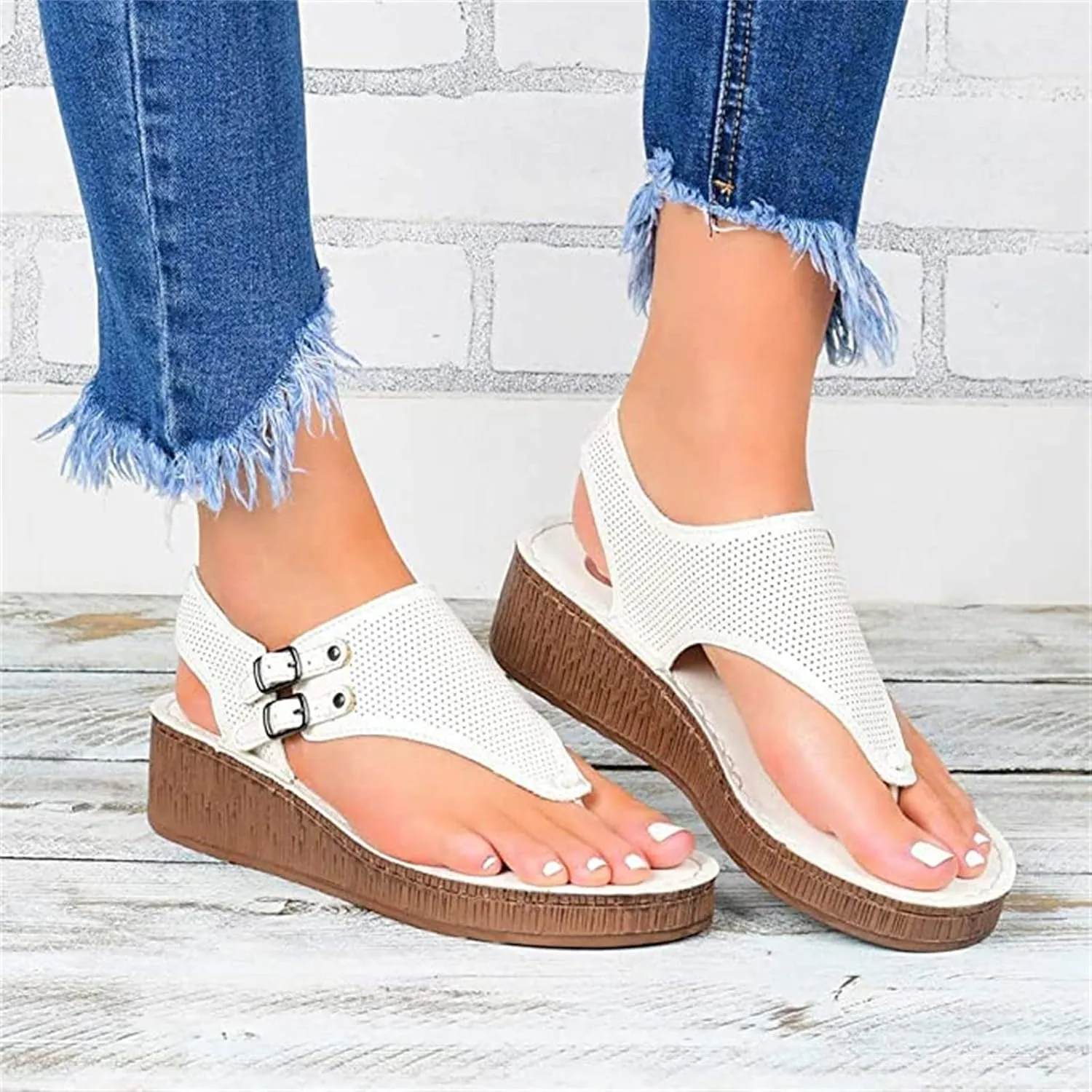 Ladmiple Sandals for Women Comfy Fashion Flip Flops Platform Sandal Casual Beach Clip Toe Slipppers Shoes Dressy Summer