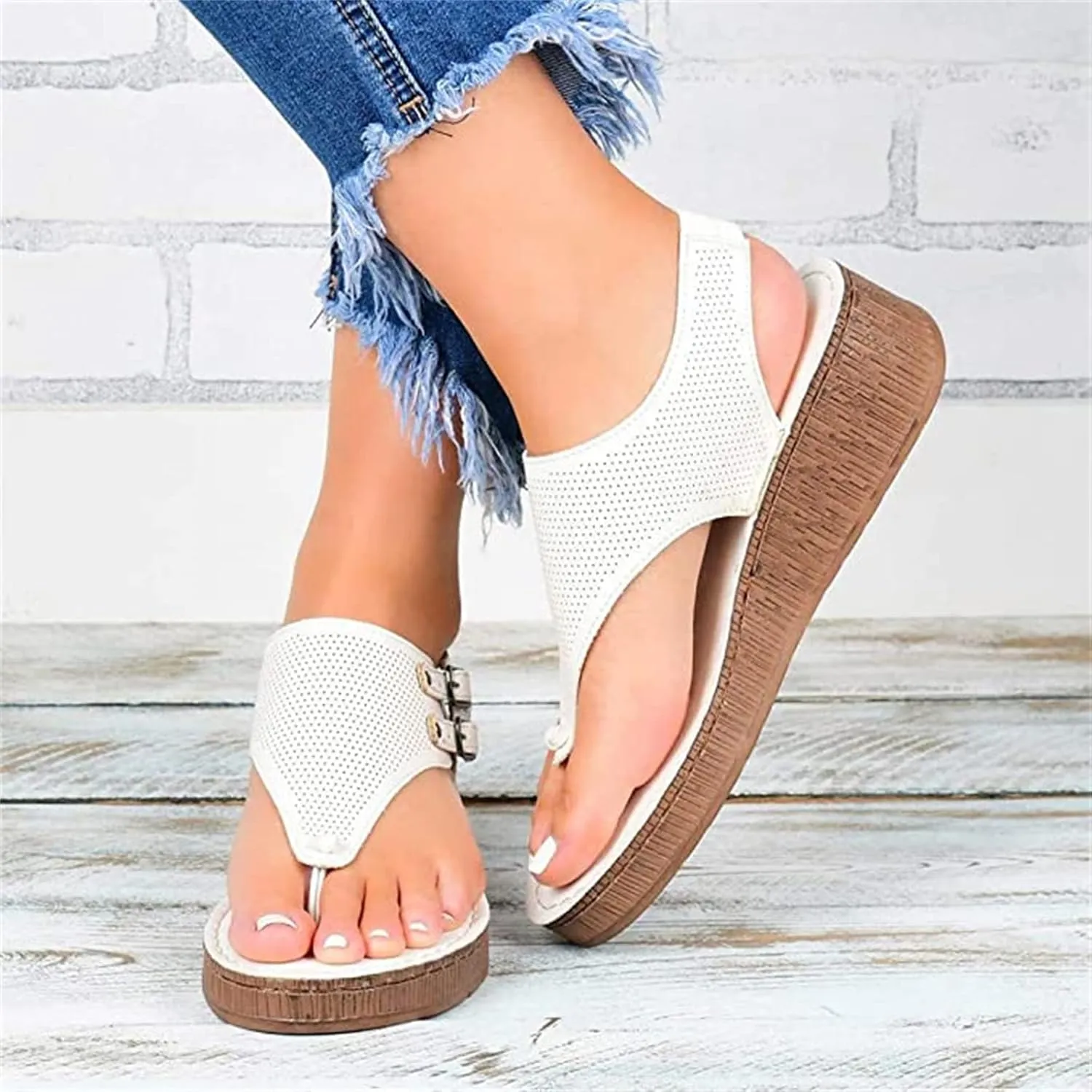 Ladmiple Sandals for Women Comfy Fashion Flip Flops Platform Sandal Casual Beach Clip Toe Slipppers Shoes Dressy Summer