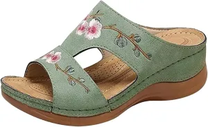 Ladmiple Sandals Women 2023 Fashion Floral Orthopedic Flip Flops with Arch Support Slippers Roman Casual Open Toe Shoes