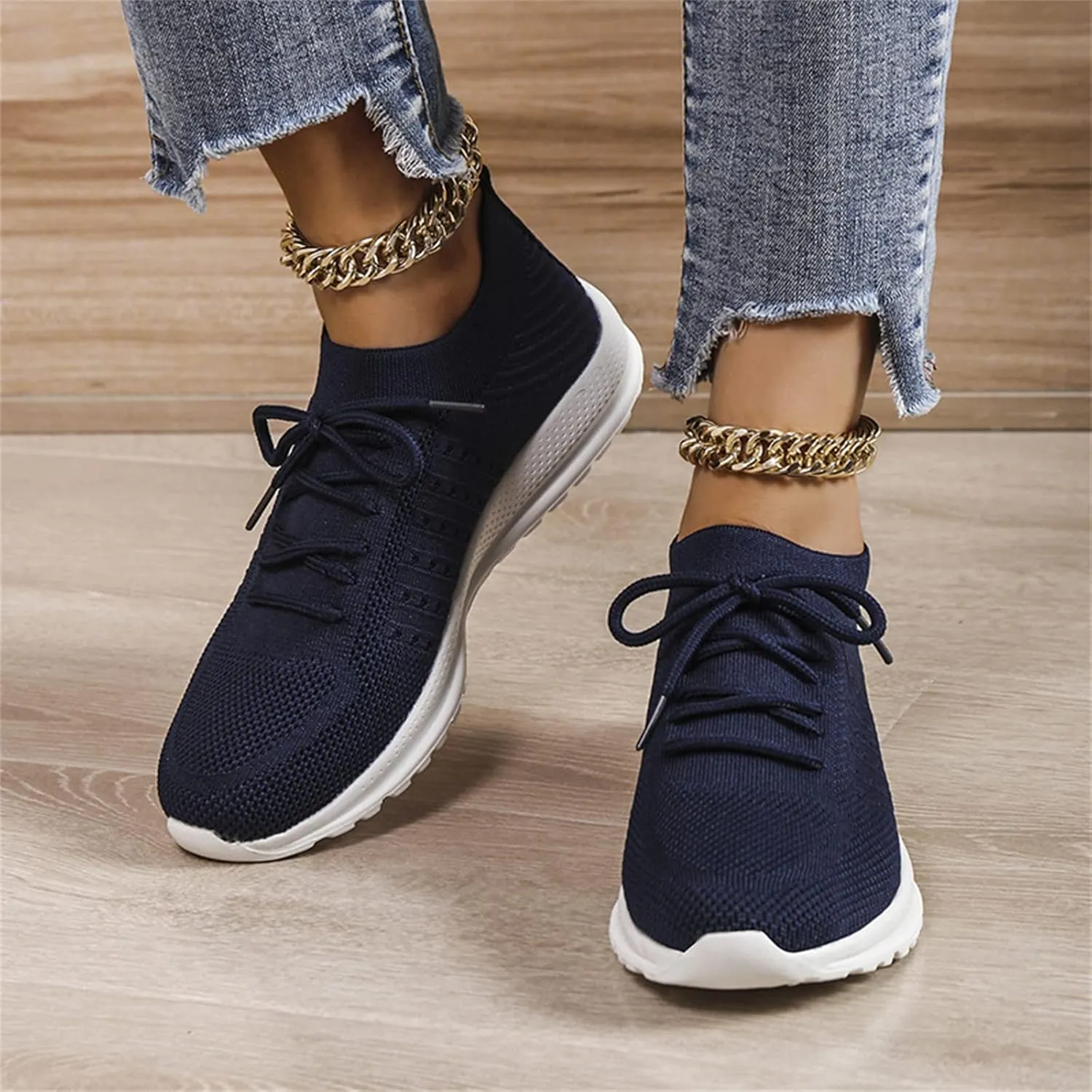 Ladmiple Walking Shoes Women Slip On Lightweight Sneakers Tennis Shoes Comfortable Workout Gym Running Athletic Shoes