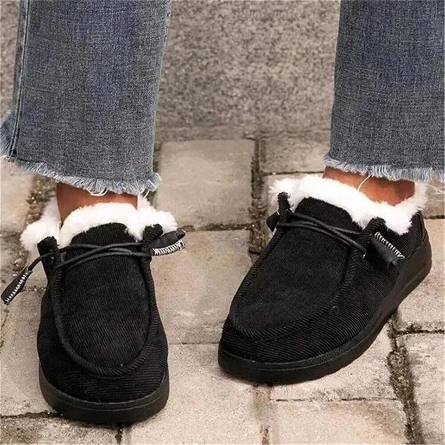 Lausiuoe Cute Winter Boots For Women Fashion Warm Snow Fuzzy Ankle Booties Silp On Comfortable Casual Fur Lined Loafers Shoes
