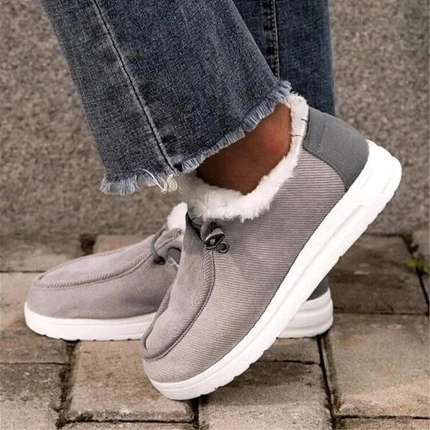 Lausiuoe Winter Boots For Women Fashion Snow Boots Anti-Slip Outdoor Loafers Shoes Warm Fur Lined Comfortable Fuzzy Booties