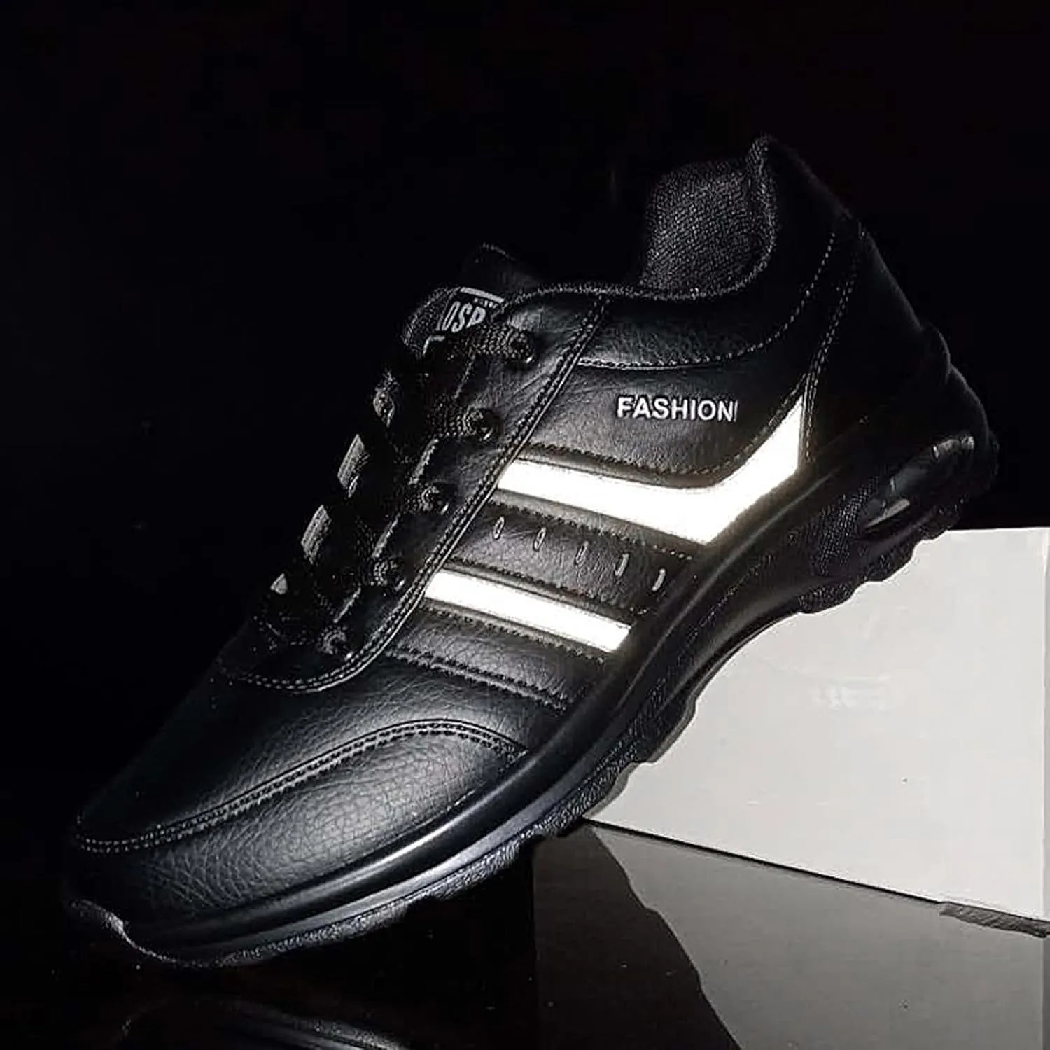 Men Casual Leather Night Reflective Travel Running Plus Size Sneakers Casual Shoes Sneaker Shelf for Men