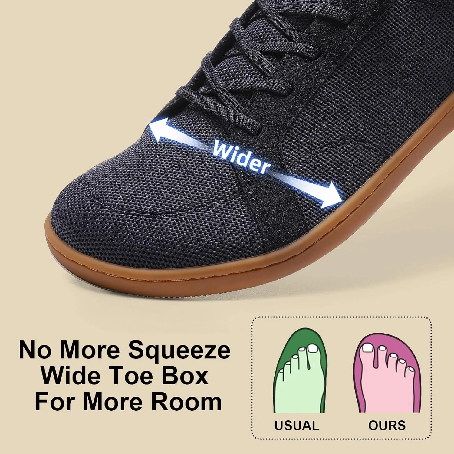 Men's Barefoot Wide Toe Box Shoes - Minimalist Barefoot Shoes with Zero Drop Sole Extra Wide Slip on Walking Shoes for Men